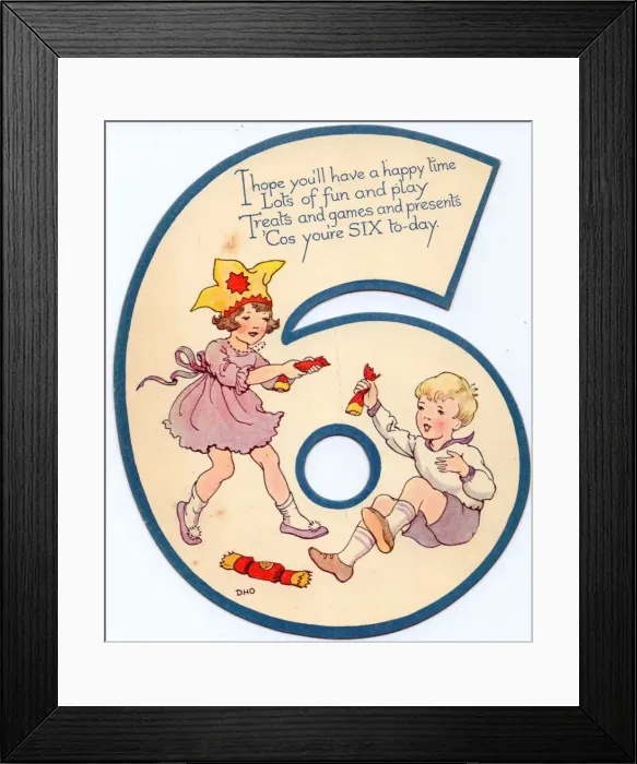 Framed Print : Cutout birthday card, age 6 Framed Print : Cutout birthday card, age 6