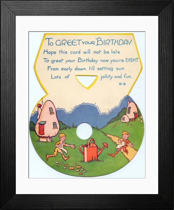 Framed Print : Cutout birthday card, age 8 Framed Print : Cutout birthday card, age 8