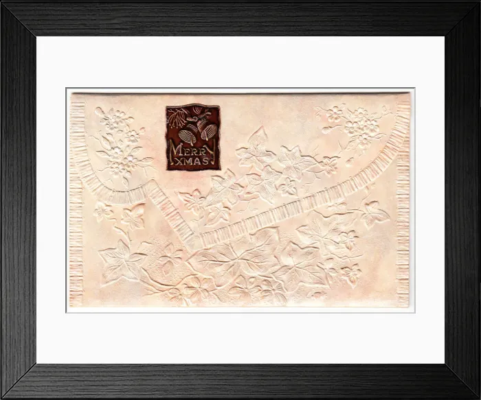 Framed Print : White embossed envelope for a Christmas card Framed Print : White embossed envelope for a Christmas card