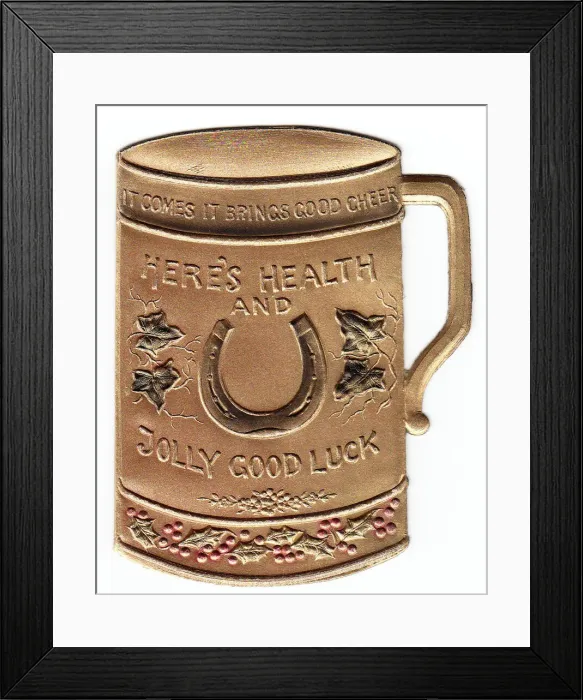 Framed Print : Cutout Christmas card in the shape of a tankard Framed Print : Cutout Christmas card in the shape of a tankard