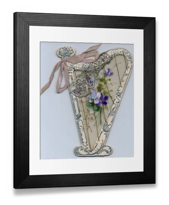 Framed Print : Romantic greetings card in the shape of a harp Framed Print : Romantic greetings card in the shape of a harp