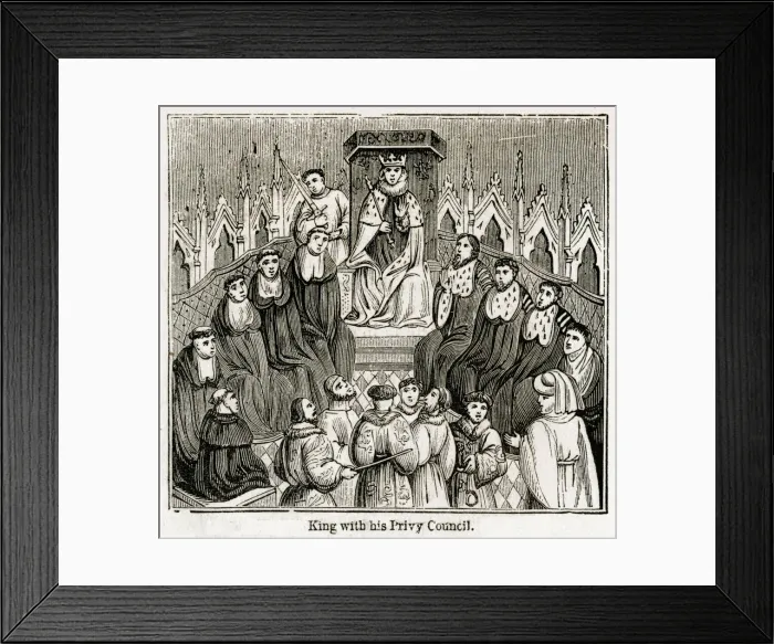 Framed Print : Privy Council seated around Henry V Framed Print : Privy Council seated around Henry V