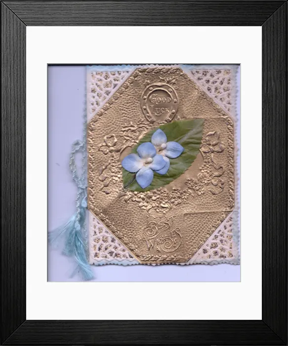 Framed Print : Good Luck card with flowers and horseshoe Framed Print : Good Luck card with flowers and horseshoe