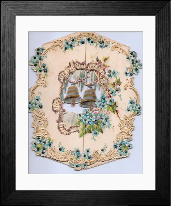Framed Print : Bells and flowers on a Christmas card Framed Print : Bells and flowers on a Christmas card