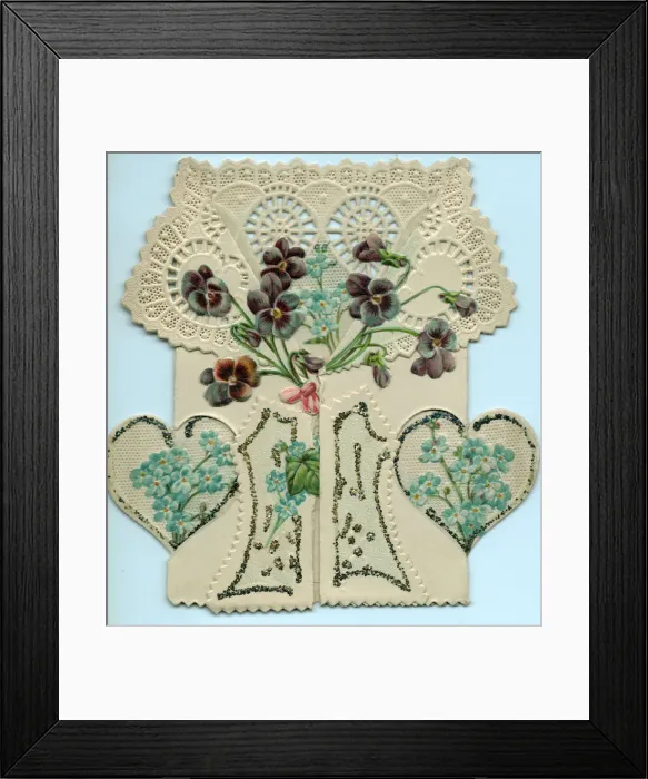 Framed Print : Blue and mauve flowers on an 11th birthday card Framed Print : Blue and mauve flowers on an 11th birthday card