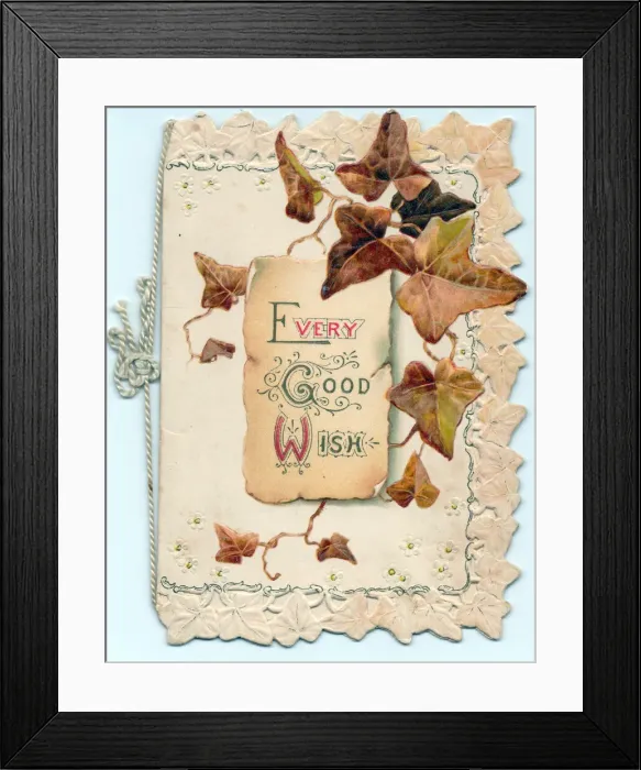Framed Print : Brown ivy leaves on a greetings card Framed Print : Brown ivy leaves on a greetings card