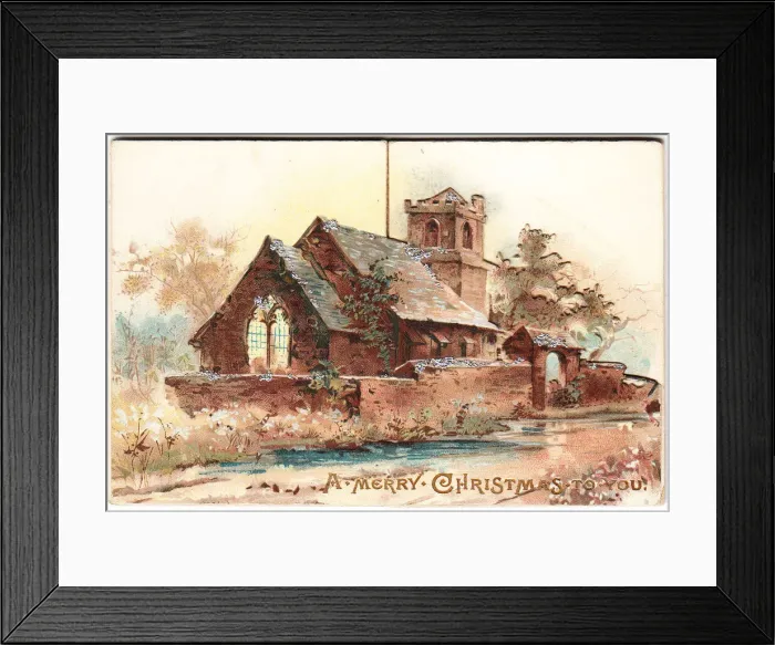 Framed Print : Church on a Christmas card Framed Print : Church on a Christmas card