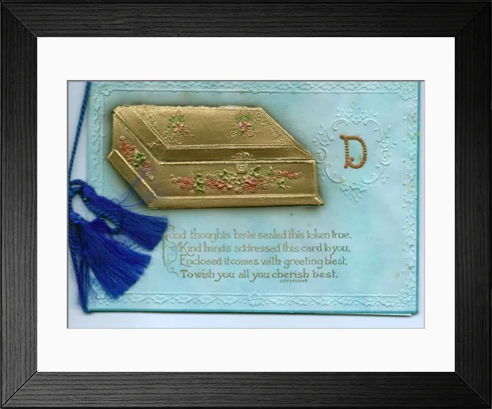 Framed Print : Gold box and verse on a greetings card Framed Print : Gold box and verse on a greetings card