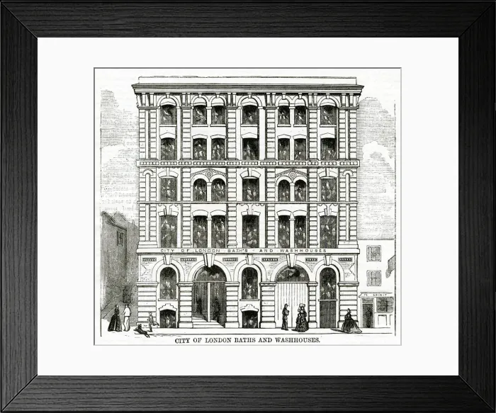 Framed Print : Baths and washhouses in Golden Lane, London 1865 Framed Print : Baths and washhouses in Golden Lane, London 1865