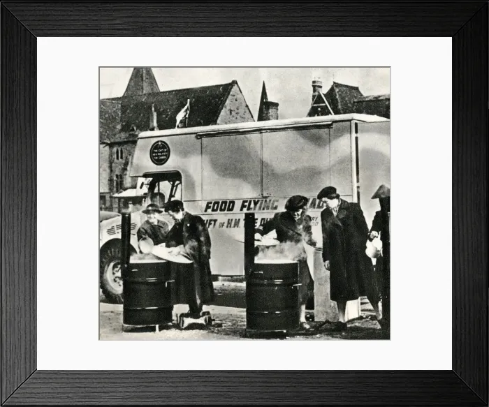 Framed Print : Refreshments in a London street after a night raid, WW2 Framed Print : Refreshments in a London street after a night raid, WW2