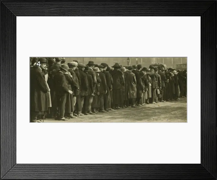 Framed Print : Great Railway Strike, queue of people waiting for trams Framed Print : Great Railway Strike, queue of people waiting for trams
