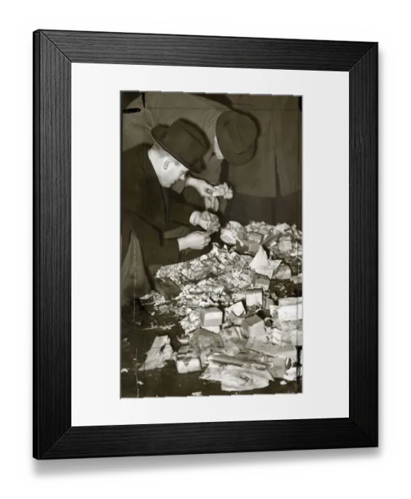 Framed Print : Police searching debris after bomb explosion, London Framed Print : Police searching debris after bomb explosion, London
