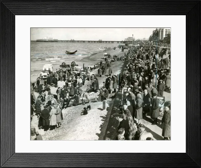Framed Print : Blackpool Pier and Beach, Easter 1947 Framed Print : Blackpool Pier and Beach, Easter 1947