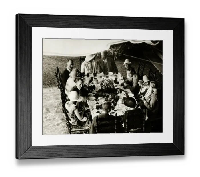 Framed Print : Open-air luncheon, Mr and Mrs H I Pratt Framed Print : Open-air luncheon, Mr and Mrs H I Pratt