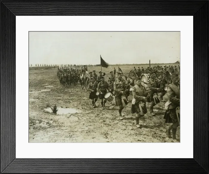 Framed Print : Canadian regiment with its colours, WW1 Framed Print : Canadian regiment with its colours, WW1