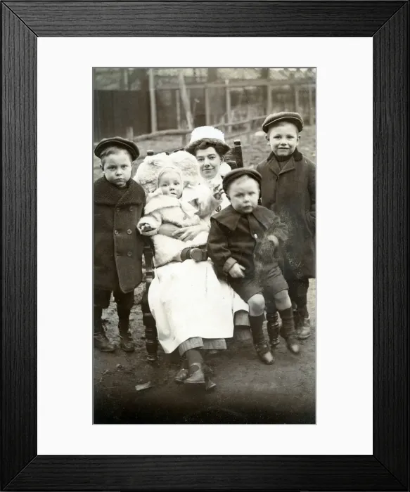 Framed Print : Young family with nurse or nanny Framed Print : Young family with nurse or nanny