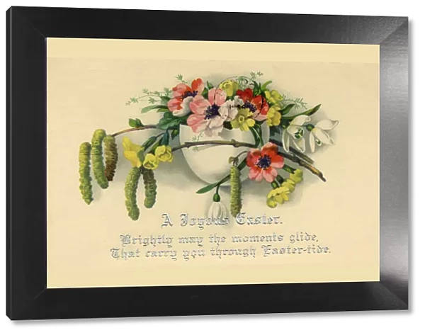 Easter postcard with a vase of flowers
