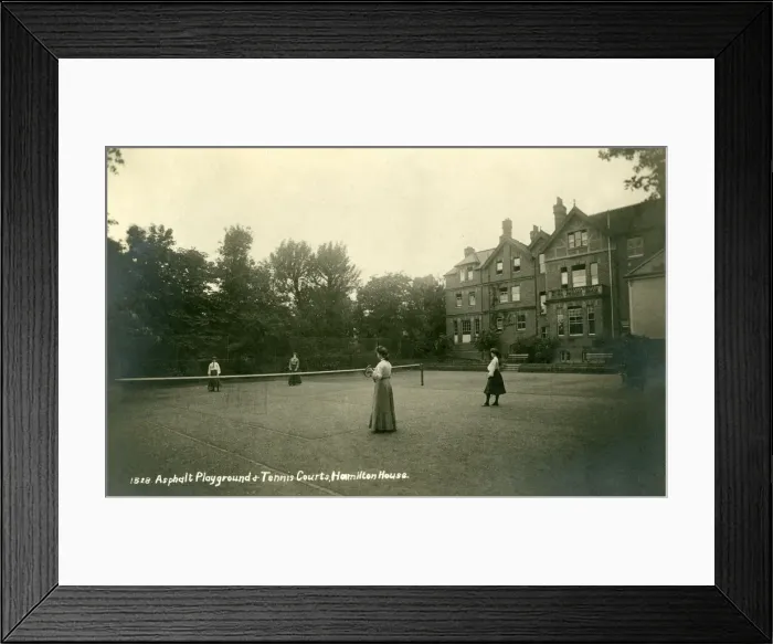 Framed Print : Four women playing tennis, Hamilton House School Framed Print : Four women playing tennis, Hamilton House School