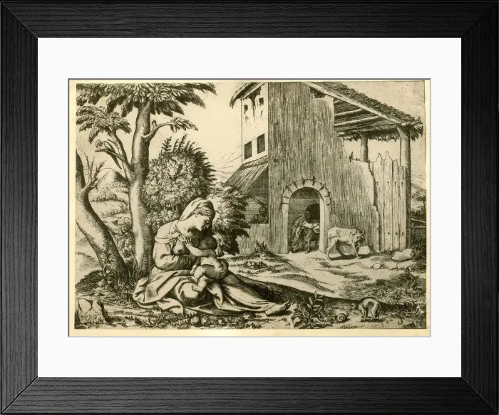 Framed Print : Virgin Mary with Baby Jesus outside the stable Framed Print : Virgin Mary with Baby Jesus outside the stable