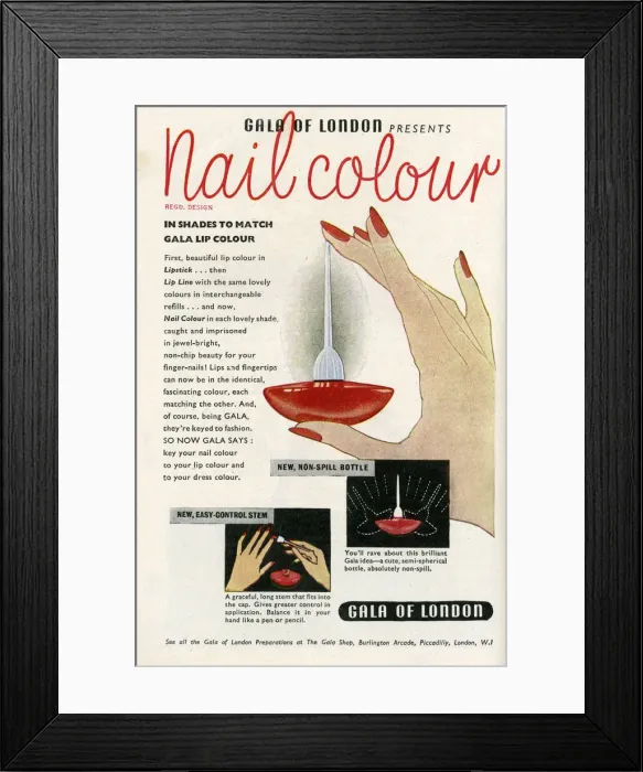 Framed Print : Advertisement for Gala of London nail colour Framed Print : Advertisement for Gala of London nail colour