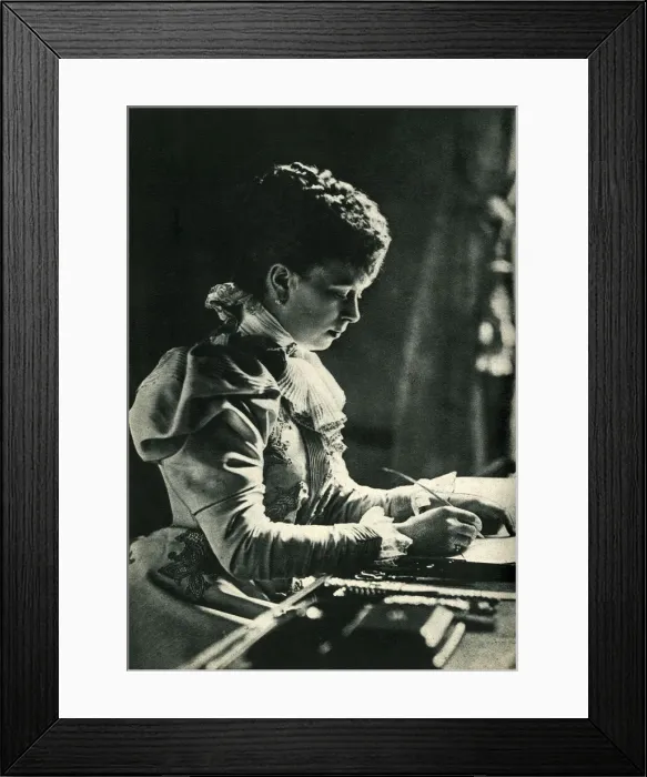 Framed Print : Duchess of York at her writing desk at Sandringham Framed Print : Duchess of York at her writing desk at Sandringham