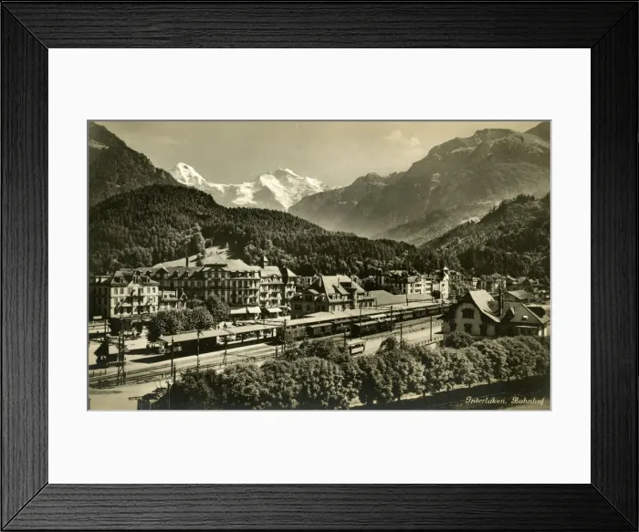 Framed Print : Interlaken and railway station, Bern, Switzerland Framed Print : Interlaken and railway station, Bern, Switzerland