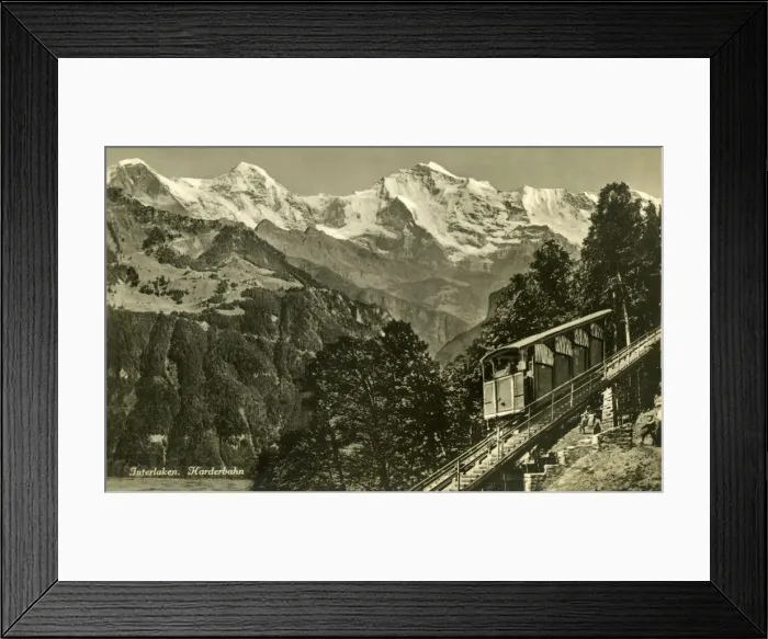 Framed Print : Interlaken and Harderbahn funicular, Bern, Switzerland Framed Print : Interlaken and Harderbahn funicular, Bern, Switzerland
