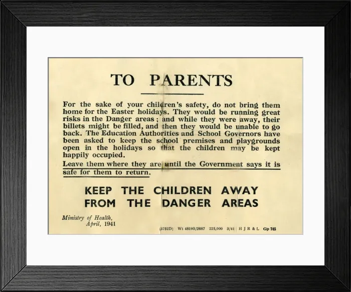 Framed Print : Ministry of Health leaflet, To Parents, WW2 Framed Print : Ministry of Health leaflet, To Parents, WW2
