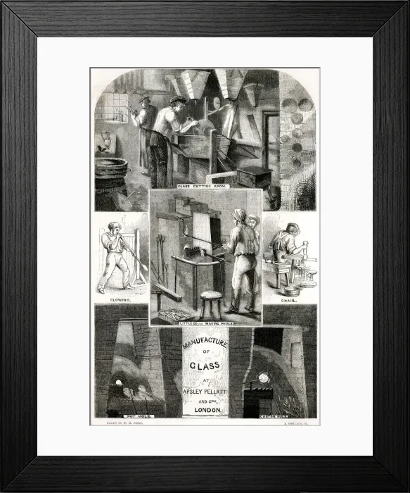 Framed Print : Glass making at Apsley Pellatt Factory, London Framed Print : Glass making at Apsley Pellatt Factory, London
