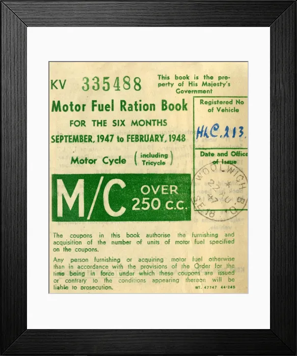 Framed Print : Booklet cover, Motor Fuel Ration Book Framed Print : Booklet cover, Motor Fuel Ration Book