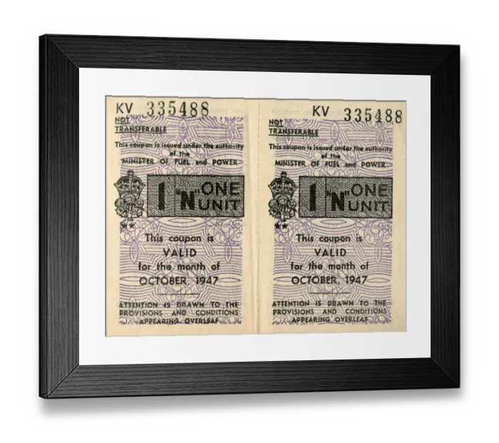 Framed Print : Two Motor Fuel Ration coupons in a booklet Framed Print : Two Motor Fuel Ration coupons in a booklet
