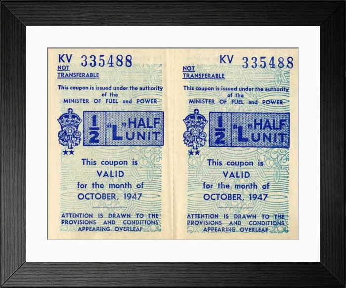 Framed Print : Two Motor Fuel Ration coupons in a booklet Framed Print : Two Motor Fuel Ration coupons in a booklet