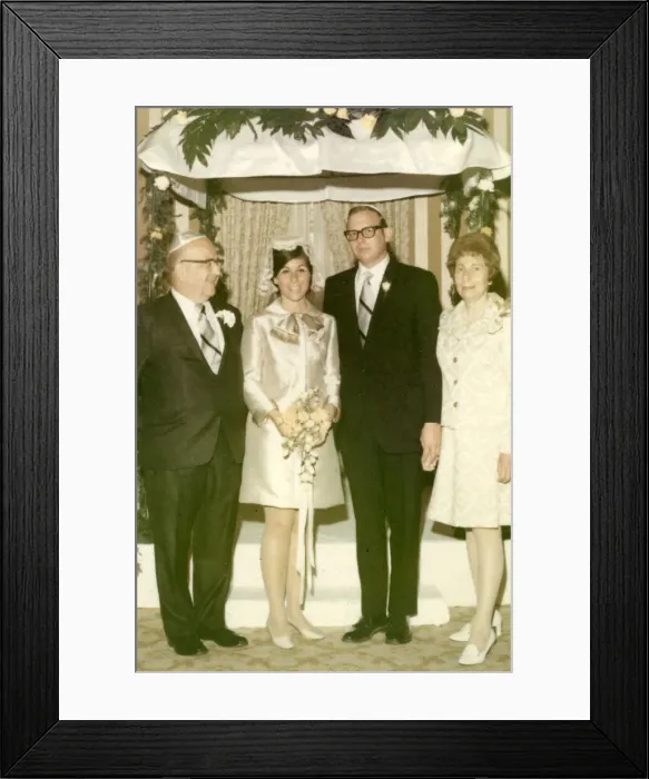 Framed Print : Four people at a Jewish wedding, USA Framed Print : Four people at a Jewish wedding, USA