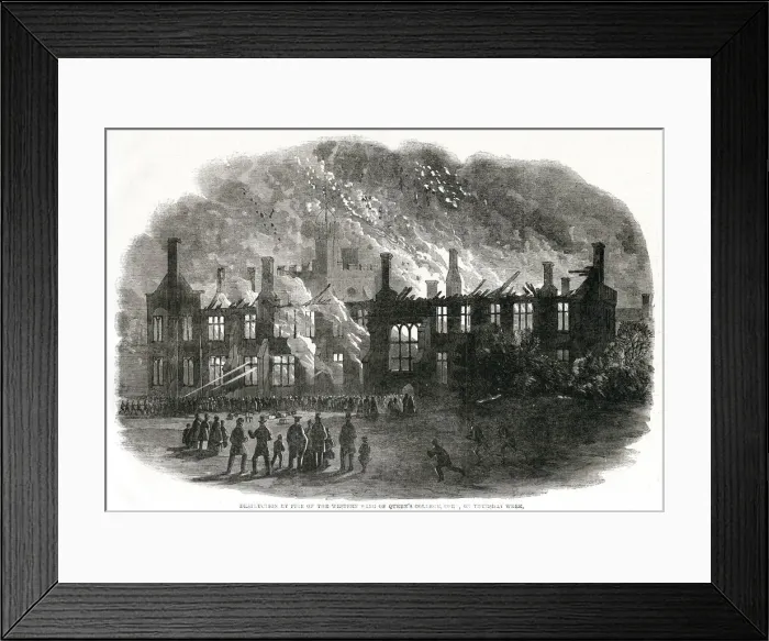 Framed Print : Destruction of Queens College, Cork, Ireland 1862
