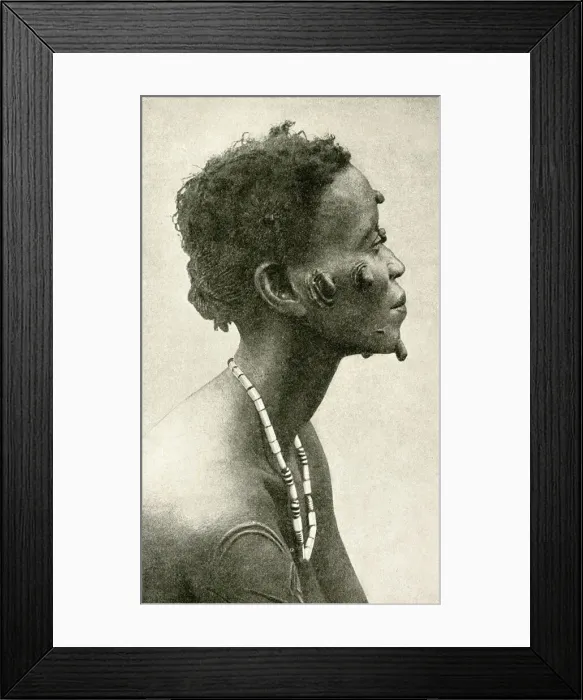 Framed Print : Woman with decorative scars, Belgian Congo, Central Africa Framed Print : Woman with decorative scars, Belgian Congo, Central Africa