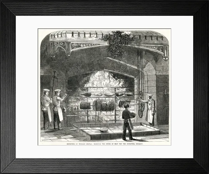 Framed Print : Christmas at Windsor Castle, roasting beef 1856 Framed Print : Christmas at Windsor Castle, roasting beef 1856