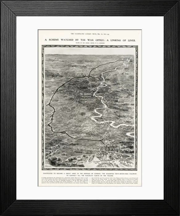 Framed Print : Overhead map of London Framed Print : Overhead map of London