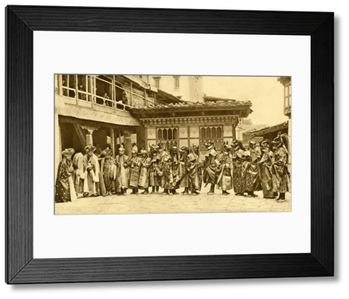 Framed Print : Group of lamas dancing, Bhutan, South Asia Framed Print : Group of lamas dancing, Bhutan, South Asia