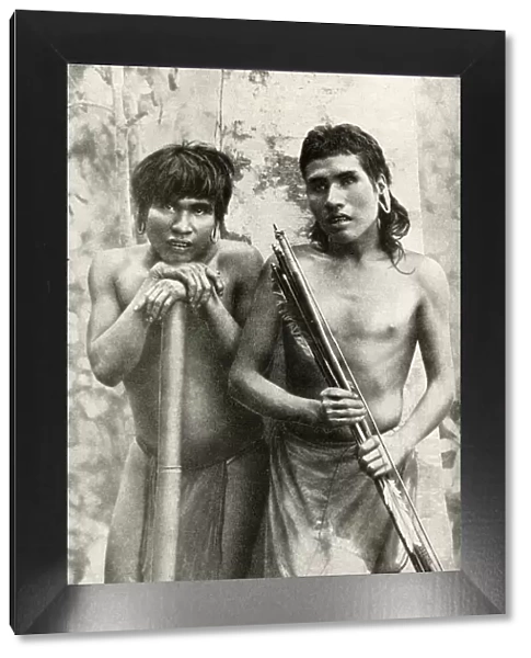 Two indigenous hunters, Brazil
