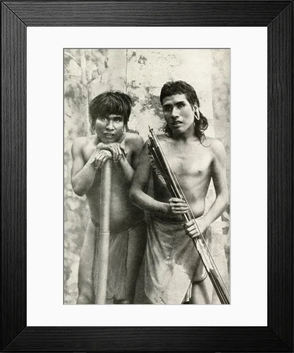 Framed Print : Two indigenous hunters, Brazil