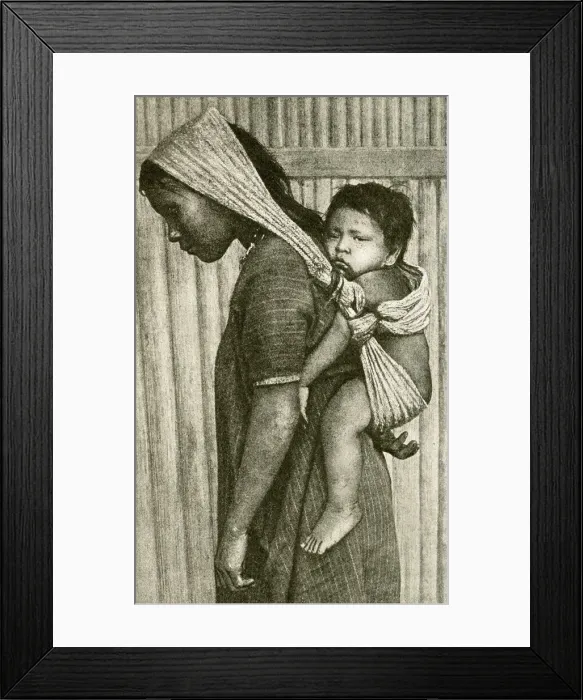 Framed Print : Indigenous woman and baby, Brazil Framed Print : Indigenous woman and baby, Brazil