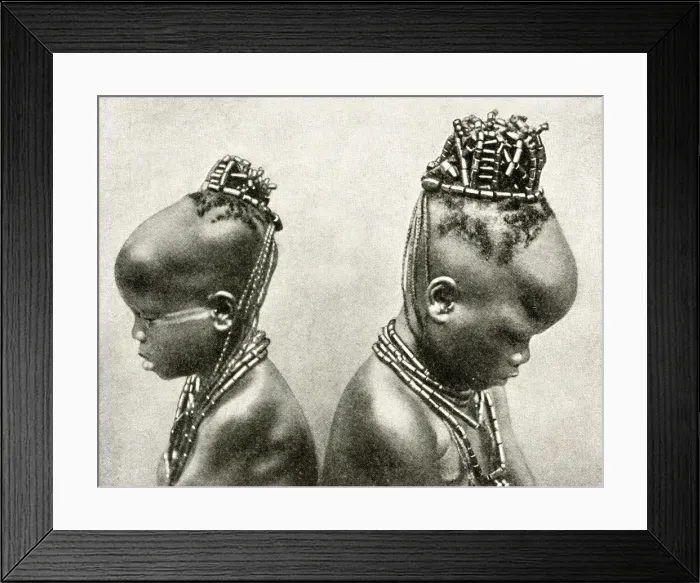 Framed Print : Two girls with beaded headdresses, Nigeria, West Africa Framed Print : Two girls with beaded headdresses, Nigeria, West Africa