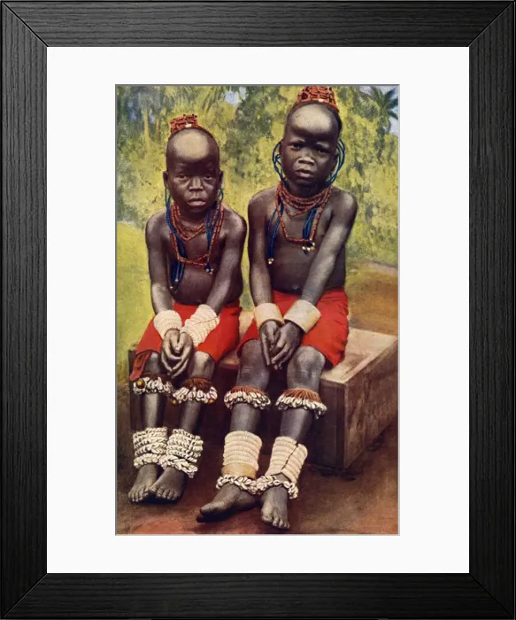 Framed Print : Two girls with beaded headdresses, Nigeria, West Africa Framed Print : Two girls with beaded headdresses, Nigeria, West Africa