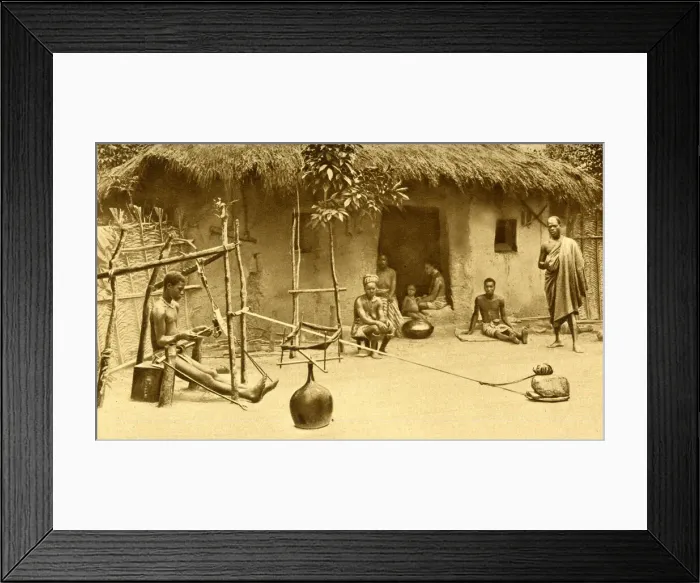 Framed Print : Weaving in a village on the Gold Coast, West Africa Framed Print : Weaving in a village on the Gold Coast, West Africa