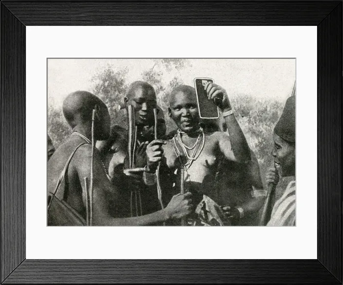 Framed Print : Masai women of East Africa looking in a mirror Framed Print : Masai women of East Africa looking in a mirror