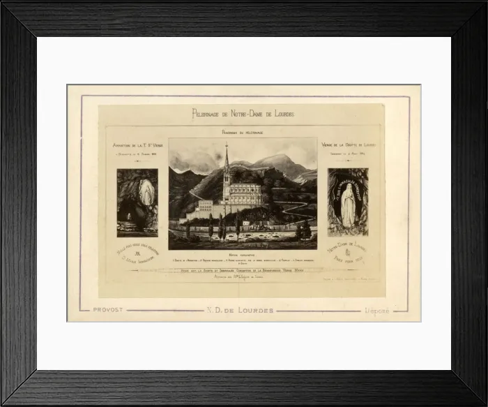 Framed Print : Souvenir card - Pilgrimage to Notre-Dame de Lourdes Framed Print : Souvenir card - Pilgrimage to Notre-Dame de Lourdes