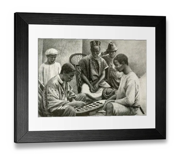 Framed Print : Mende men playing Warri, Gold Coast, West Africa Framed Print : Mende men playing Warri, Gold Coast, West Africa