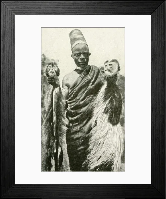 Framed Print : Man with two monkey heads, East Africa Framed Print : Man with two monkey heads, East Africa