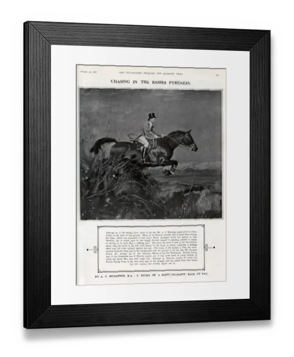 Framed Print : Chasing in the Basses Pyrenees - Sir Alfred James Munnings Framed Print : Chasing in the Basses Pyrenees - Sir Alfred James Munnings