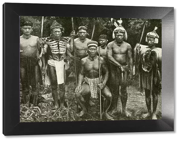 Tribal chief and his bodyguards, Borneo, SE Asia